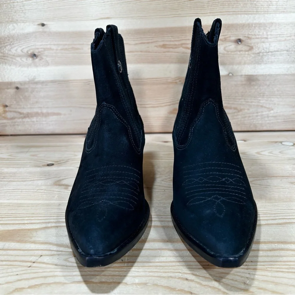 Circle S Brand Scout X Suede Cowgirl Western Ankle Bootie  Womens 7.5 M  Black